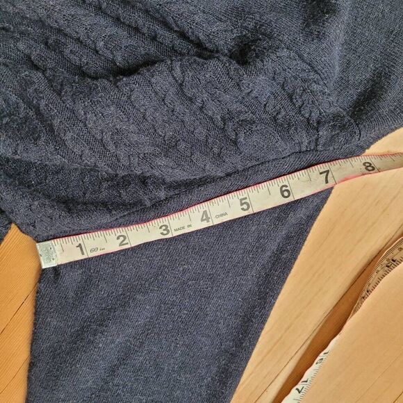 navy blue knit asymmetric handkerchief hem dolman style sleeve split hem - Picture 9 of 11